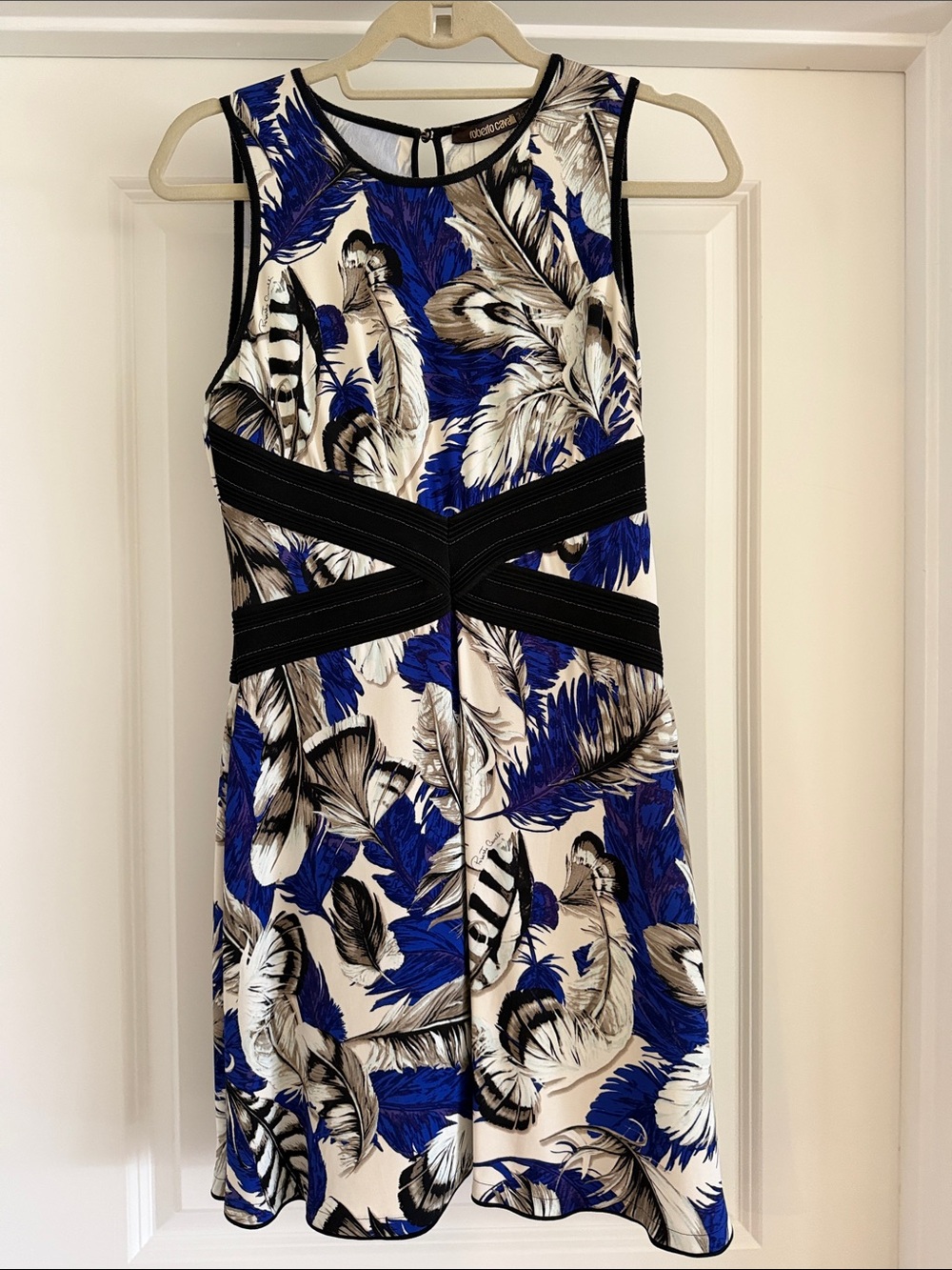 Roberto Cavalli Blue Feather Dress